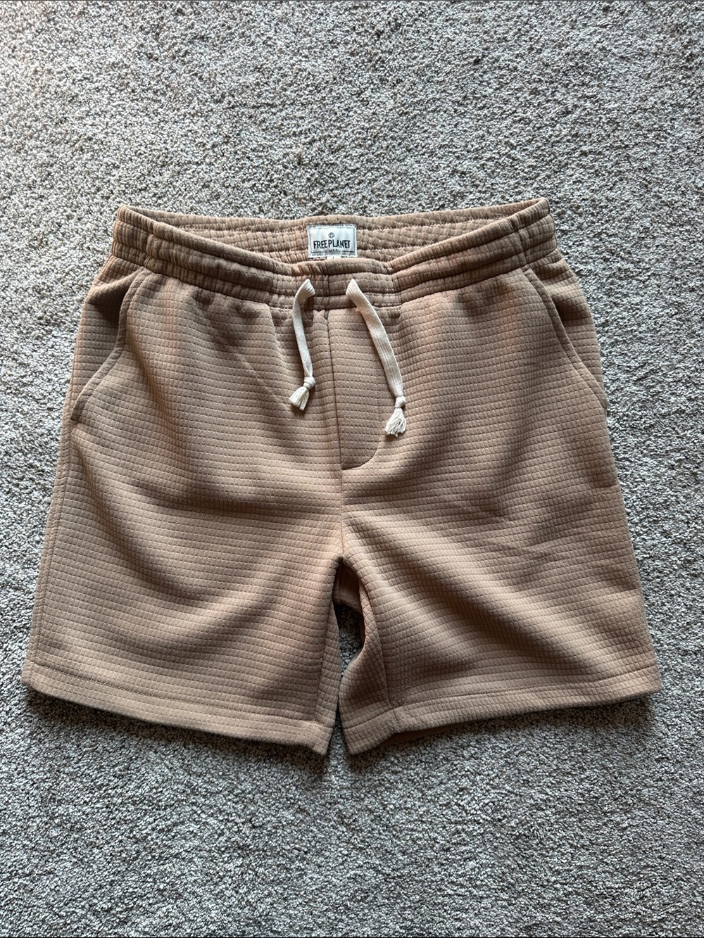 Men’s Waffle Knit Drawstring Shorts — Tan